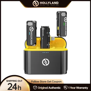 Hollyland Lark C1 MFi 인증 무선 라발리에 마이크, 아이폰 11.5g 200m 범위 라이브 스트리밍 브이로그 무선 마이크