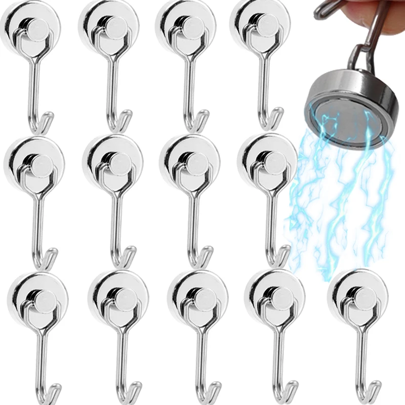 

1PCS Strong Magnet Hooks Swivel Load-Bearing Magnetic Hook Kitchen Refrigerator Wall Self Adhesive Hook Household Storage Tools