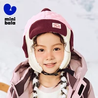 Mini Balabala Kids Winter Hat 2025 New Fleece Lined Ear Protection Thick Warm Beanie