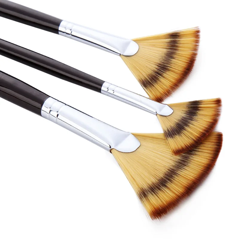 3pcs Big Fan Artist Brushes Set for Acrylic Watercolor Painting Fan Shaped Nylon Hair Wooden Handle Drawing Creation Art Supplie oil painting brush acrylic painting brush 1 6 gouache brush weasel hair wood stick 3pcs