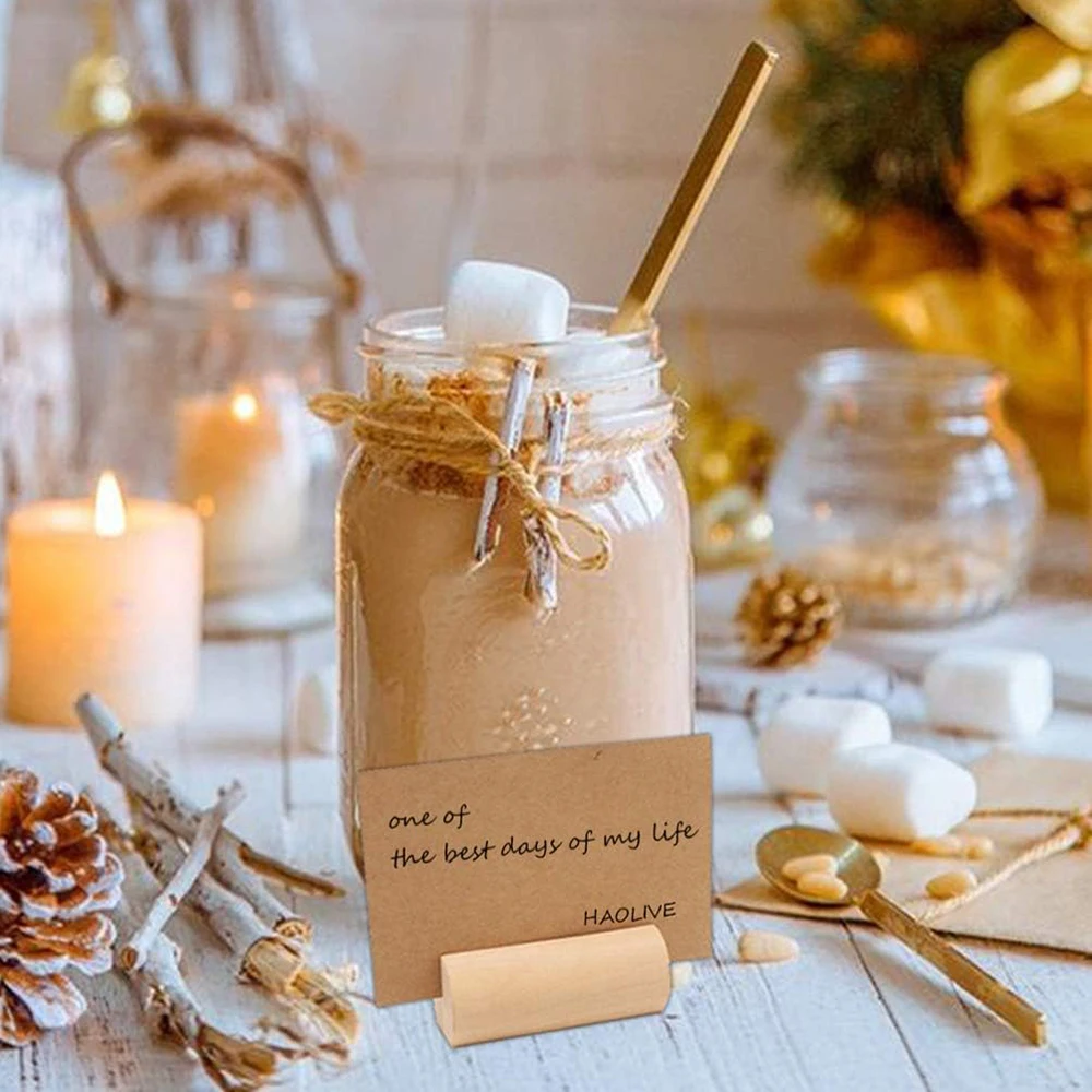 Wood Place Card Holders Wooden Table Number Stands Wedding Sign Rustic Message Name Display Stand Wedding 20/40/60/100PCS place card holders wedding table numbers