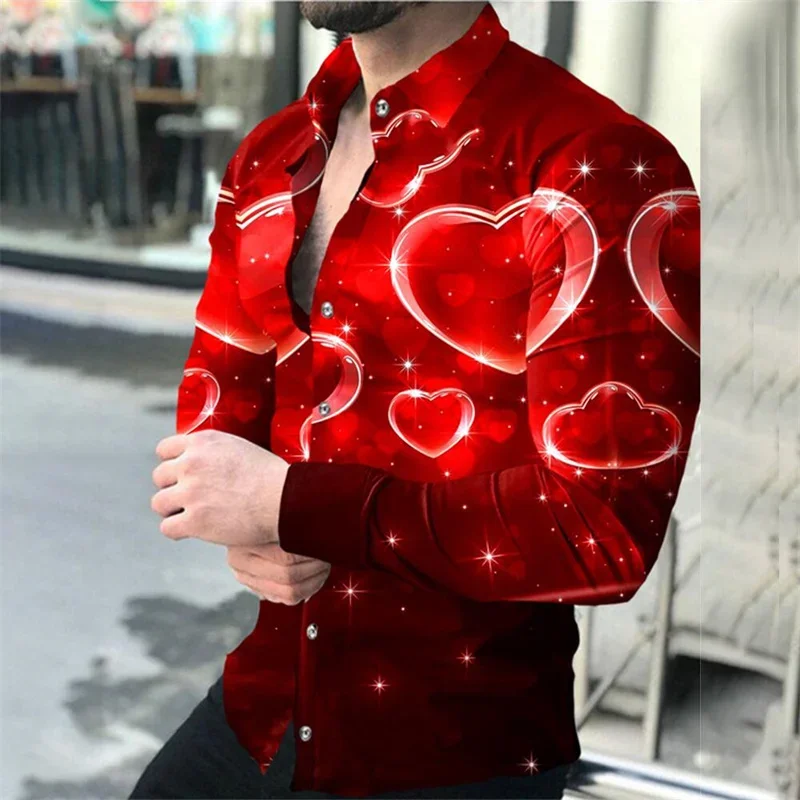 Description Picture 6 of itemFashion men's V letter red shirt youthful vitality leisure outdoor sports suit lapel soft and comfortable material new 2023