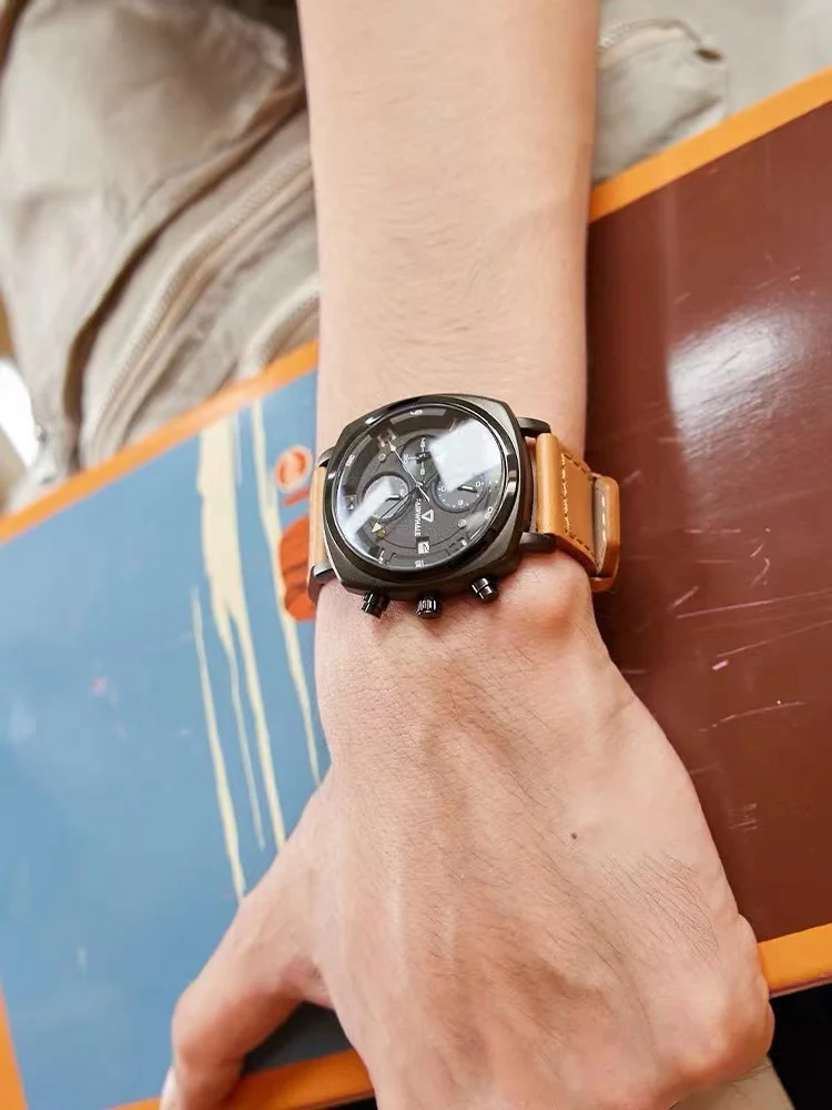 Luxury Watches Mens Brand Mark Fairwhale Fashion Brown Leather Strap WristWatch Sports Boy Waterproof Quartz Clocks Reloj Hombre