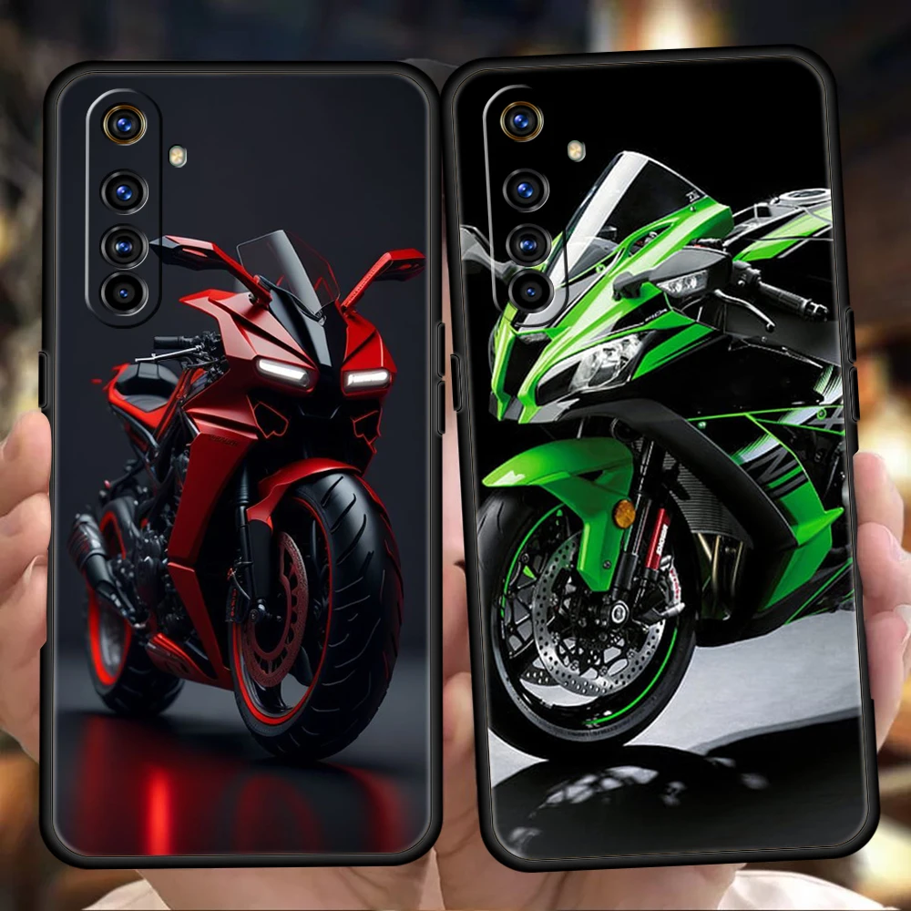 Sleek Black Motorcycle Sports Car Soft TPU Phone Cover