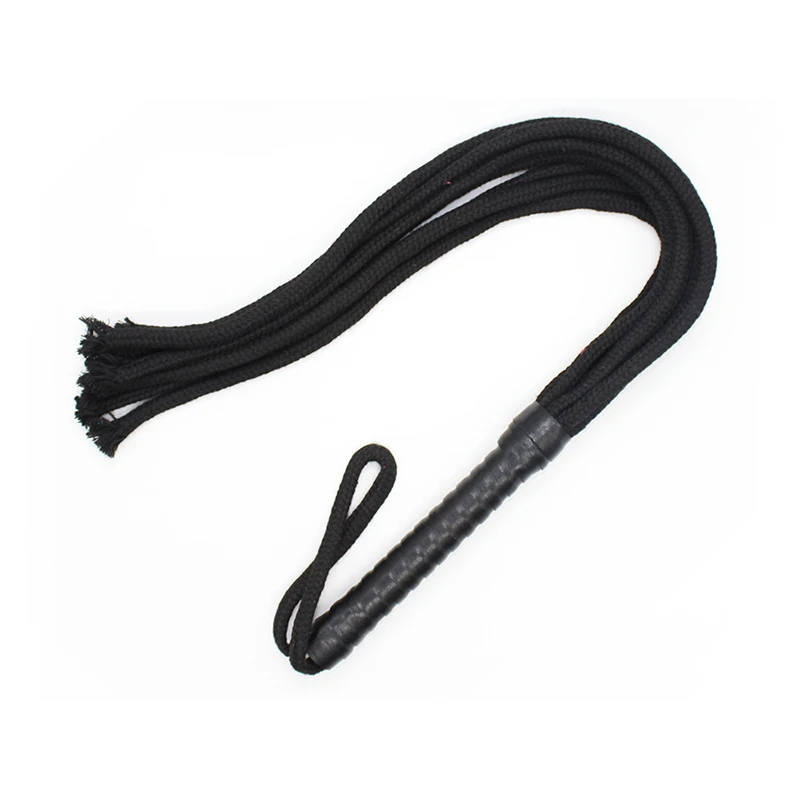 48cm Leather Handle Genuine Cotton Rope Loose Whip Horse Whip Riding Crop Flogger Paddle Slapper Horse Training Dressage Whips 5