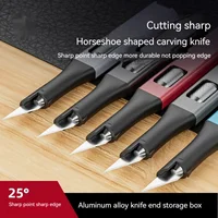 Pen-shaped DIY aluminum handle carving knife comes with 5 horseshoe art blades that can be replaced by yourself outdoor knives 1