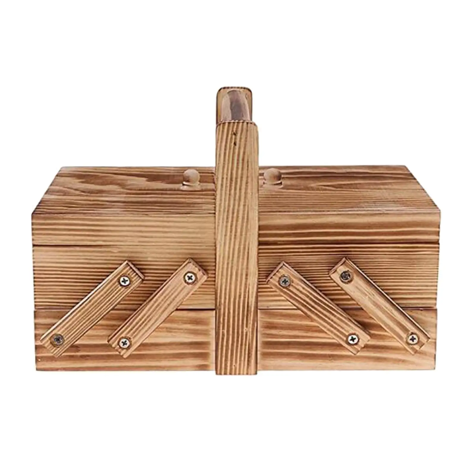 Jewelry Storage Box Sewing Accessories Sewing Storage Box Sewing Kit Foldable Wooden Sewing Box Compartments Needles Thread Scissors Sew Basket Jewelry Boxes Household Sewing Supplies