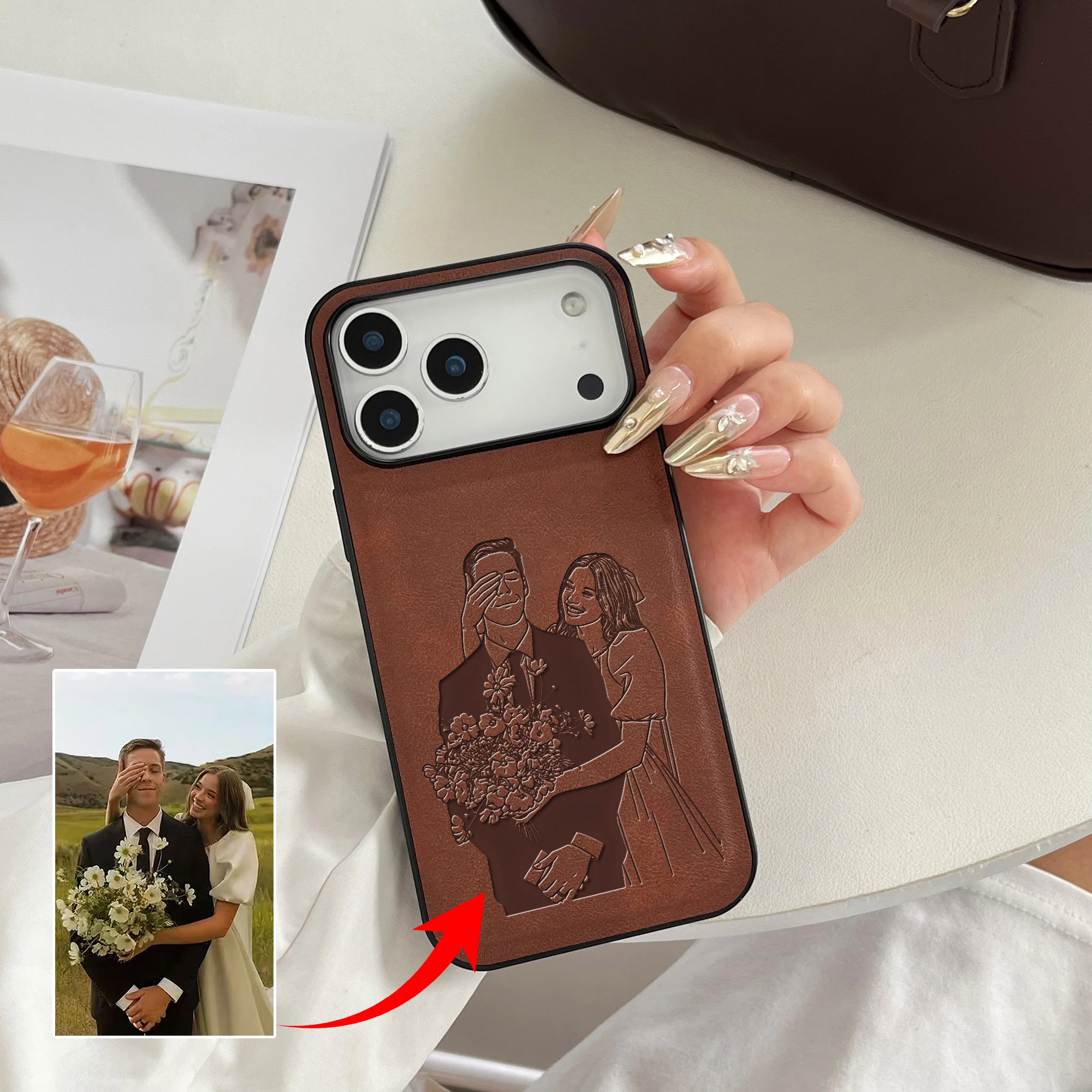 Custom DIY Photo Personalized Sketch 3D Laser Engraving Soft Faux thumbnail 2