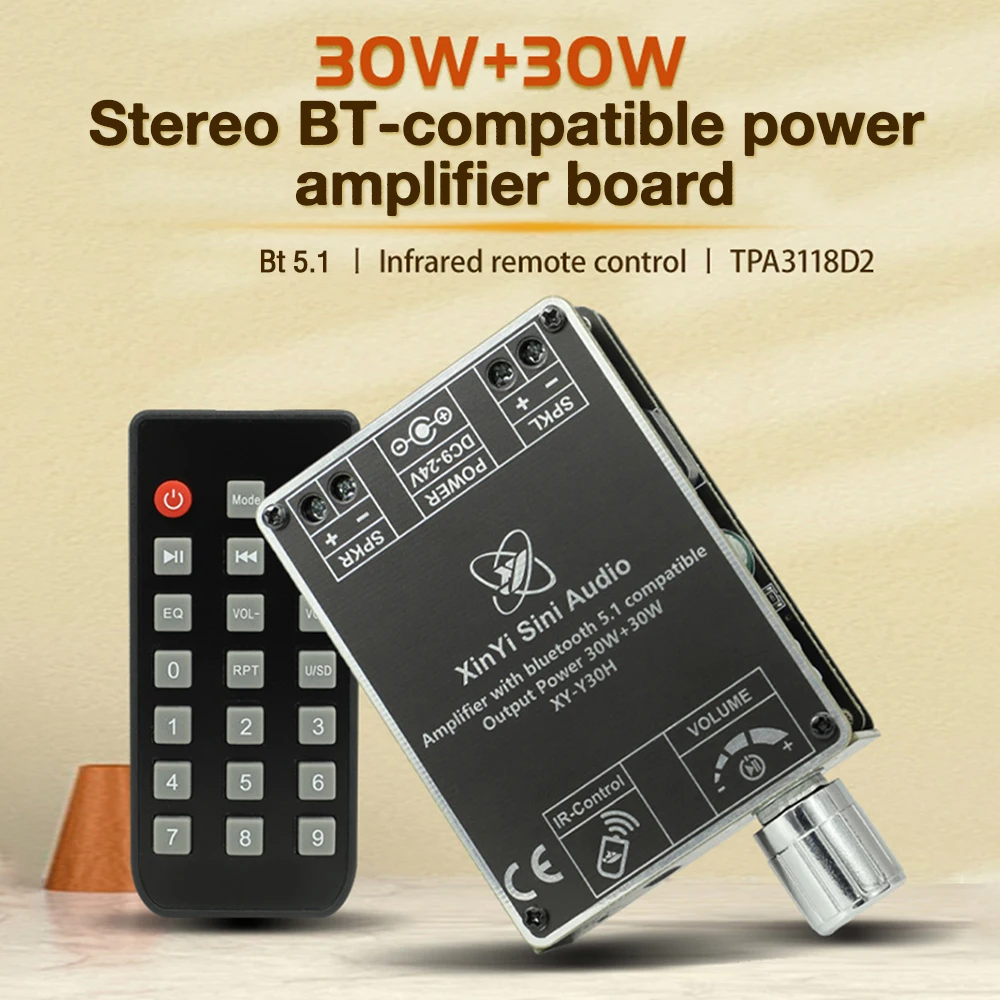 

TPA3118 Single Channel Audio Power Amplifier Board Module Stereo Music 30W+30W DC 9-24V Converter for Audio System DIY Speakers