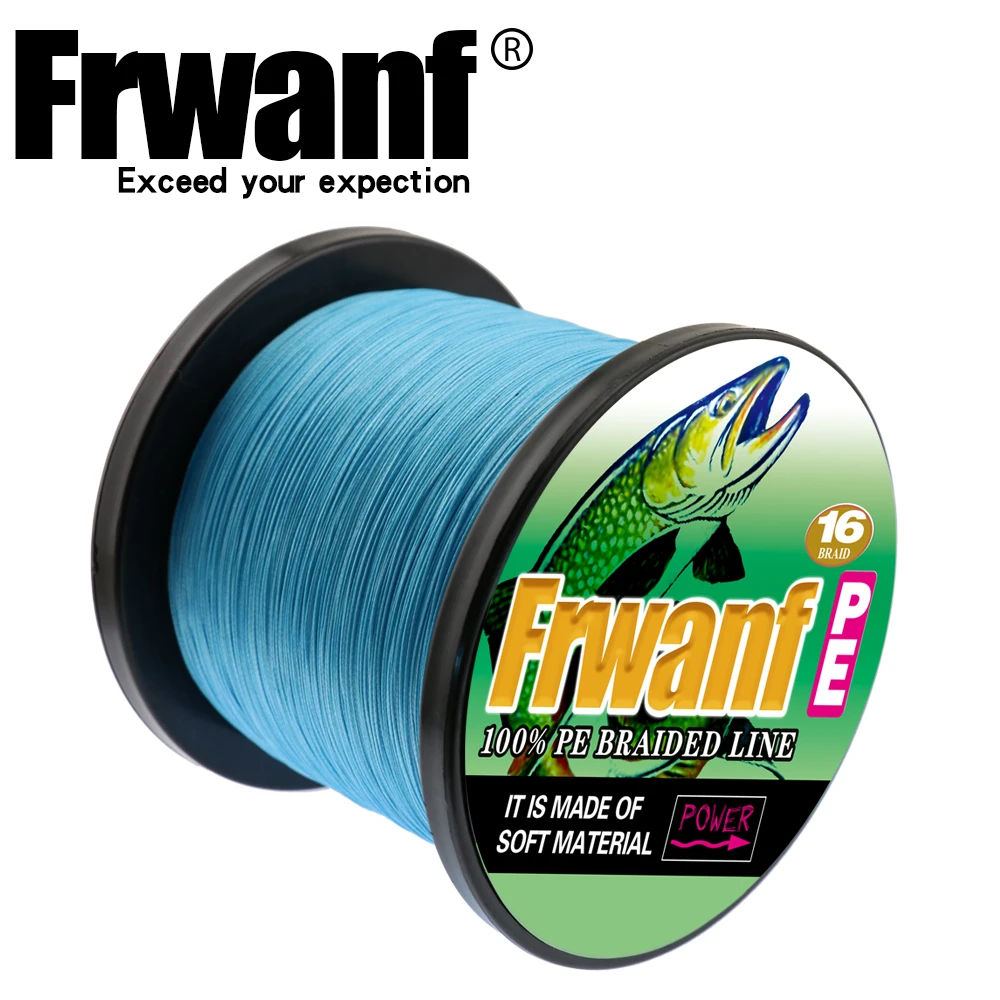 Frwanf Braided Fishing Line 16 Strand 500m Multifilament Line Braided Wire  20-500LB Hollowcore Lines Multicolor rope ice fishing