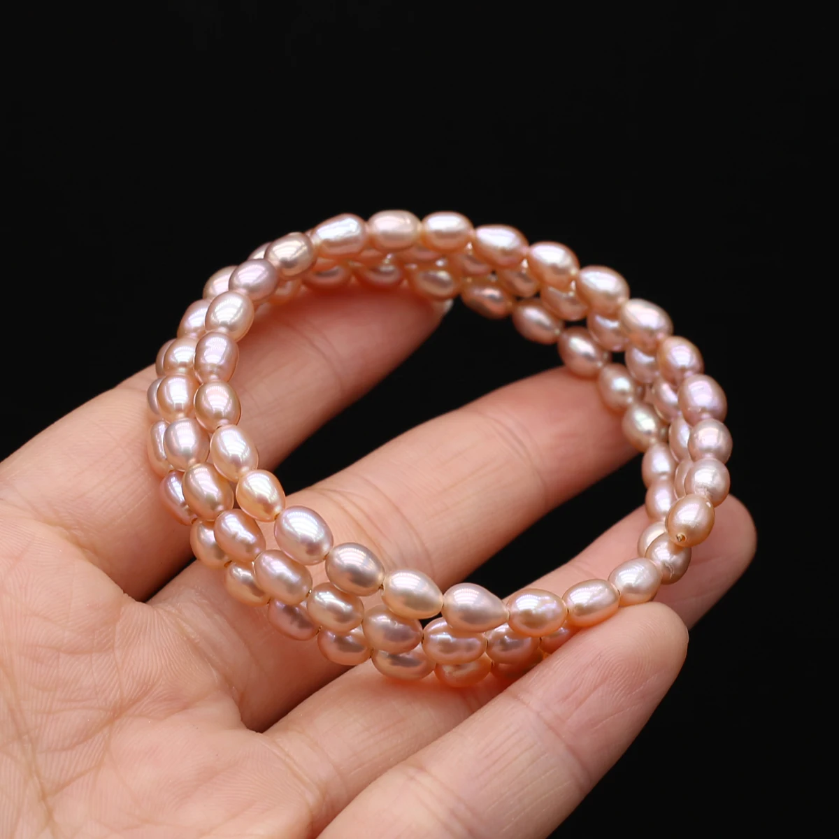Pretty Pink & White 5mm Oval Pearls Bracelet - Pure Pearls