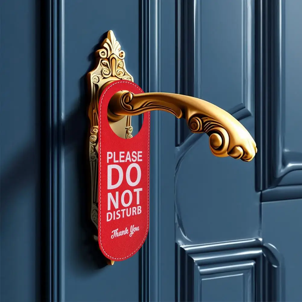 22.8*8.5cm Do Not Disturb Door Hanger Double-sided Faux Leather Welcome Please Knock Door Handle Sign Hanging Decor Ornament