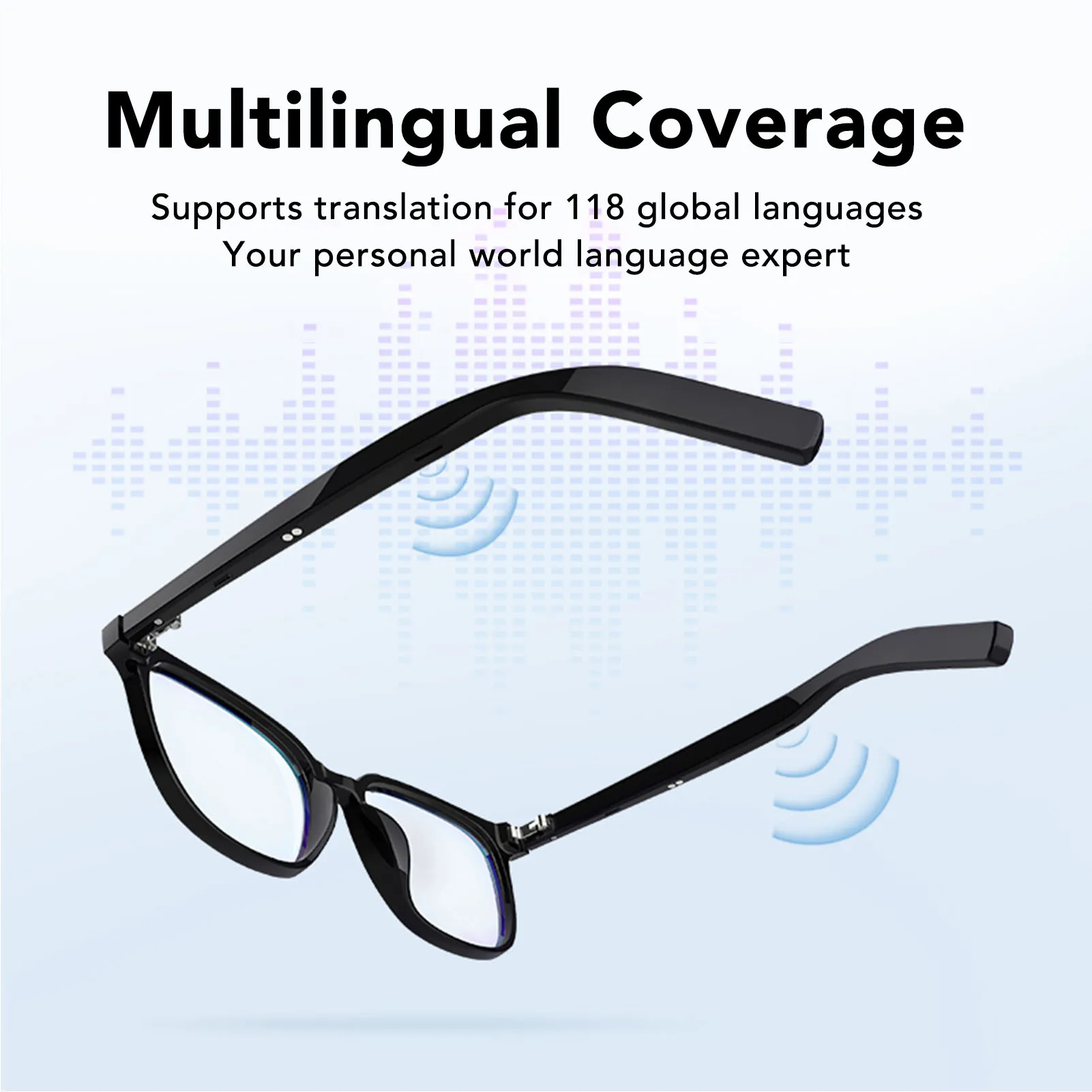 AI Translation Glasses 118 Languages Bluetooth Real Time Smart Glasses with Magnetic Lens Smart Music Glasses Translator Glasses