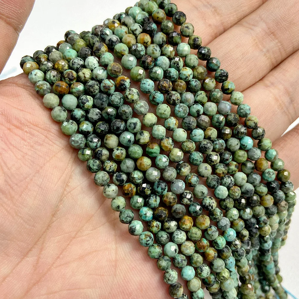 Small Green Natural Stone Faceted Beads