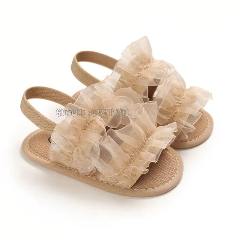 Cute Summer New Baby Girls Sandal Mesh Lace Princess Perspective Anti-slip Sandals Toddler Soft Soled Prewalker Baby Shoes