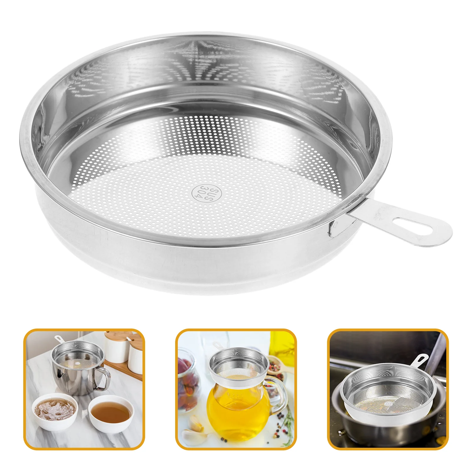 

Bacon Grease Saver Strainer Replacement Stainless Steel Oil Strainer Pot Filter Cover Storage Container Lid Storing Frying Oil