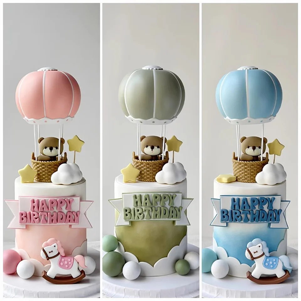 thumbnail image 2 of Hot Air Balloon Cake Topper Set - 13 Piece 1st Birthday Party Decorations 2 of 12