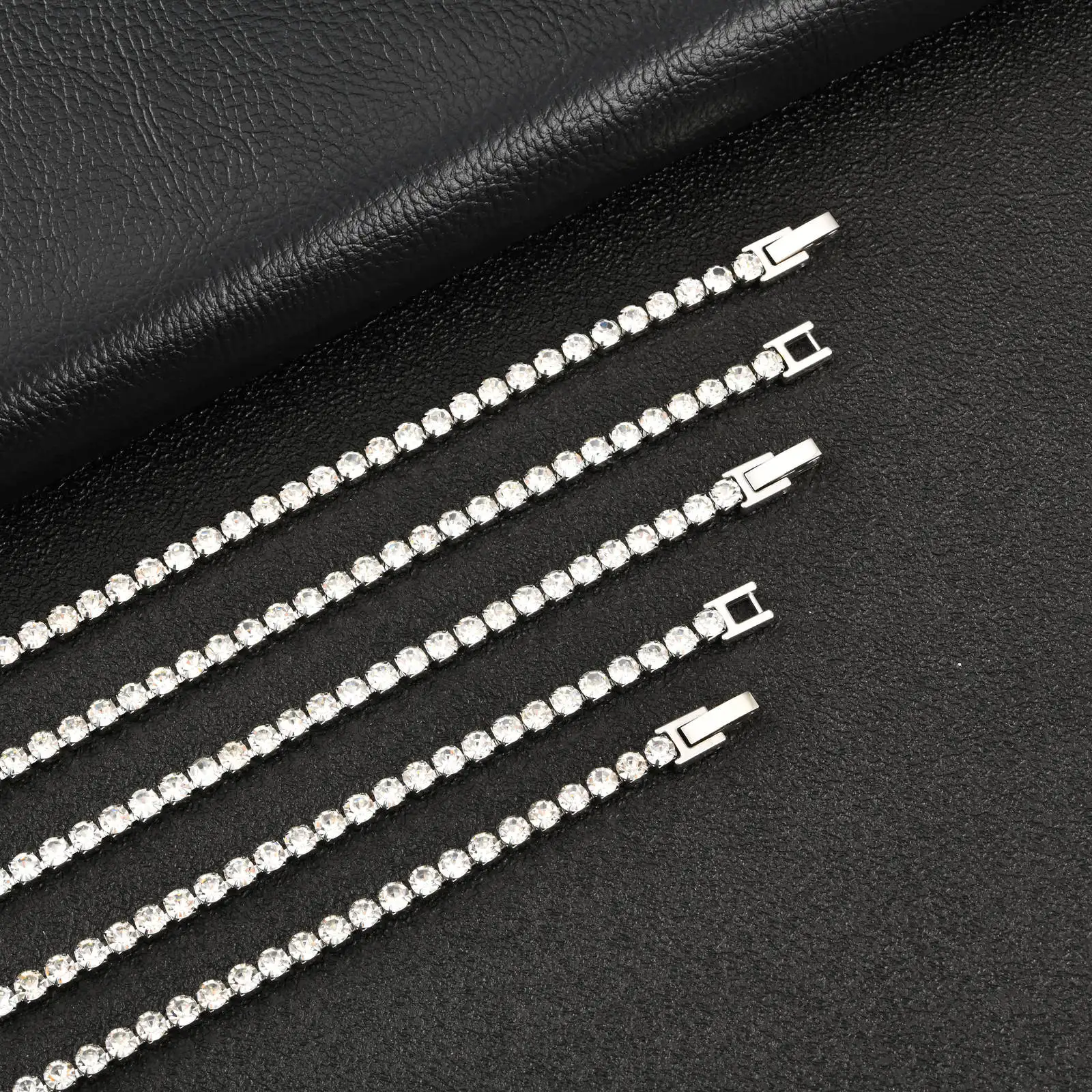 Hip-Hop Tennis-Kette Halskette für Männer, 4mm Edelstahl Zirkon Choker, Luxuriöser Rock-Punk Schmuck Geschenk für Ehemann Vater Sohn