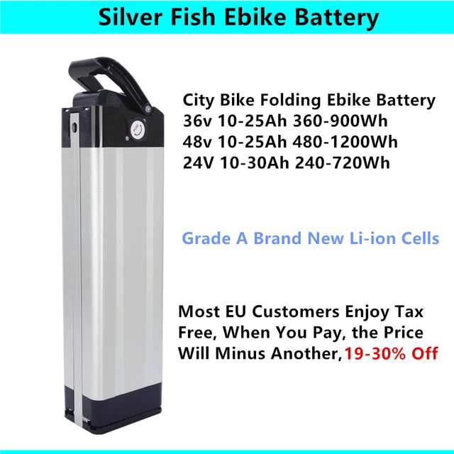 36v 10/12ah 13ah Silver Fish Ebike Battery 12ah 13ah City Bike Folding Bike  E-bike Battery Phylion Xh370-10j 250w 350w 500w - Electric Bicycle Battery  - AliExpress