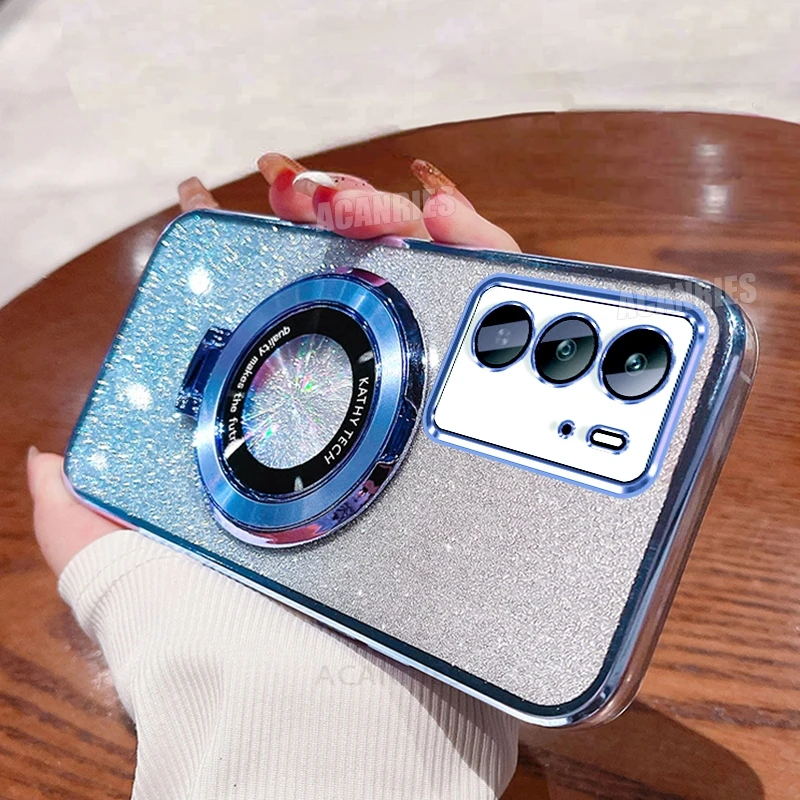 Glitter Plating Silicone Case with Holder and Stand Cover Feature