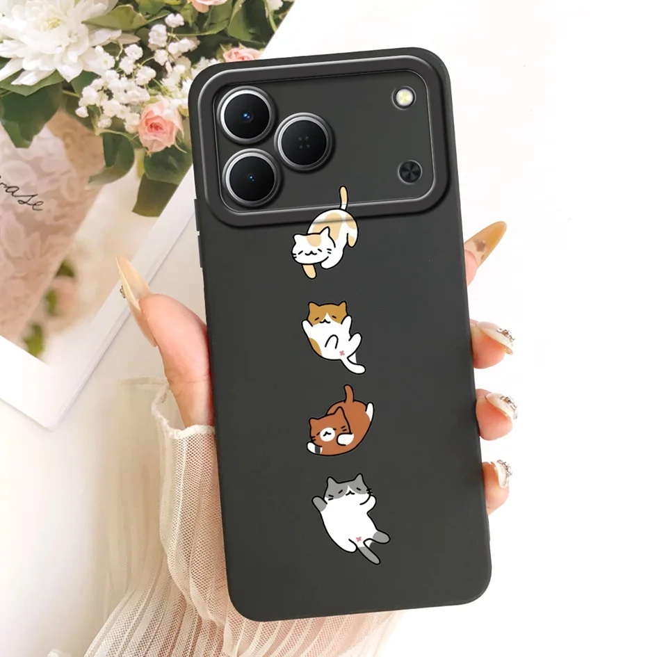 Cute Cartoon Cat Painted Soft Silicone Phone Case Cover