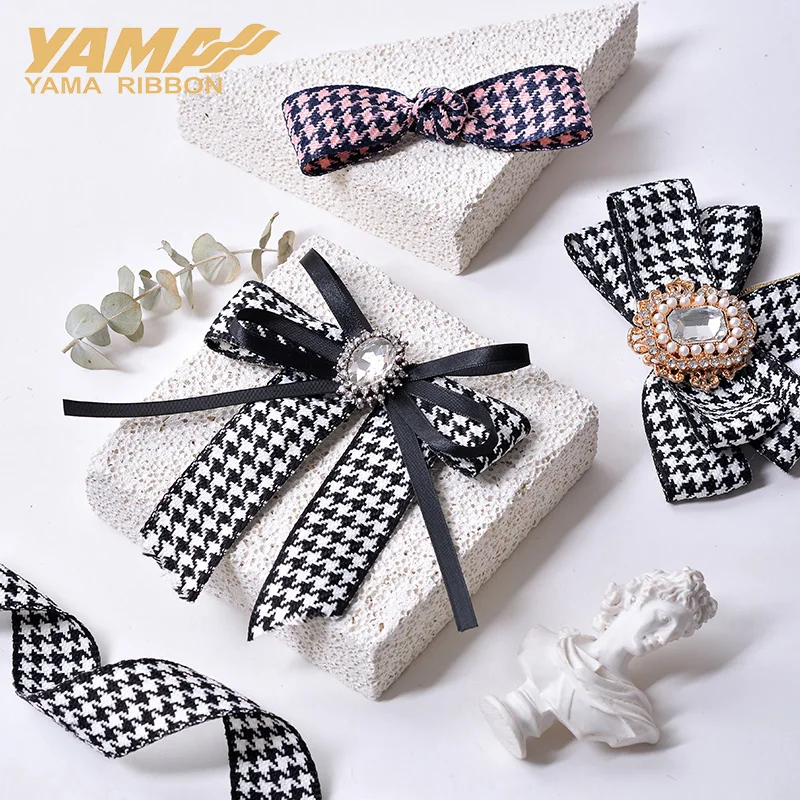 YAMA Houndstooth Ribbon 10yards/roll 16 25 38mm Ribbons DIY Crafts