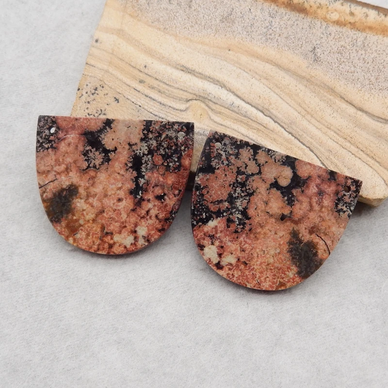 2024 Trending Semiprecious Stones Jewelry Natural Snow Flake Obsidian Double Holes Earrings Accessories For Women 35x30x3mm 13g
