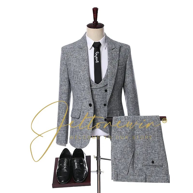 

2022 New Men Casual Blazer British Style Business Slim Fit Suit Coat Long Sleeve Male Formal Single Buckle Suit Jacket 3 Peice