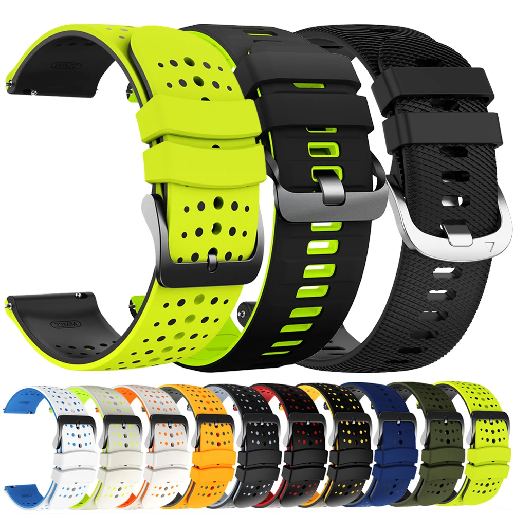 Two-Tone Silicone Watch Band - 20mm/22mm Adjustable Strap