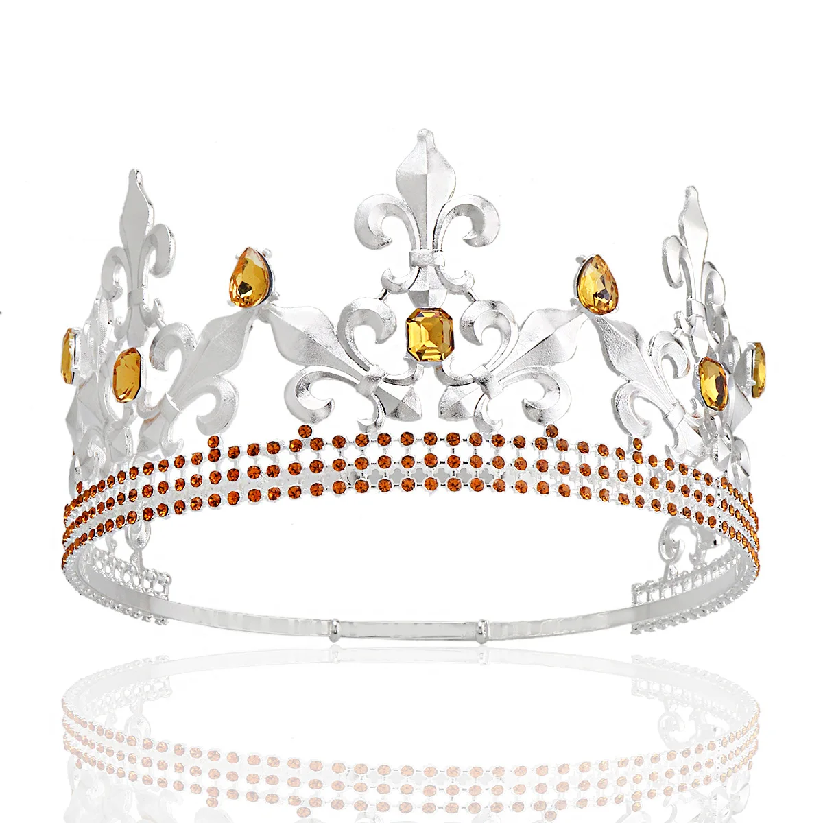 Baroque Sliver Royal King Crowns For Men Vintage Retro Big Tiaras And Crowns Pageant Diadem Prom Party Costume Hair Handpieces