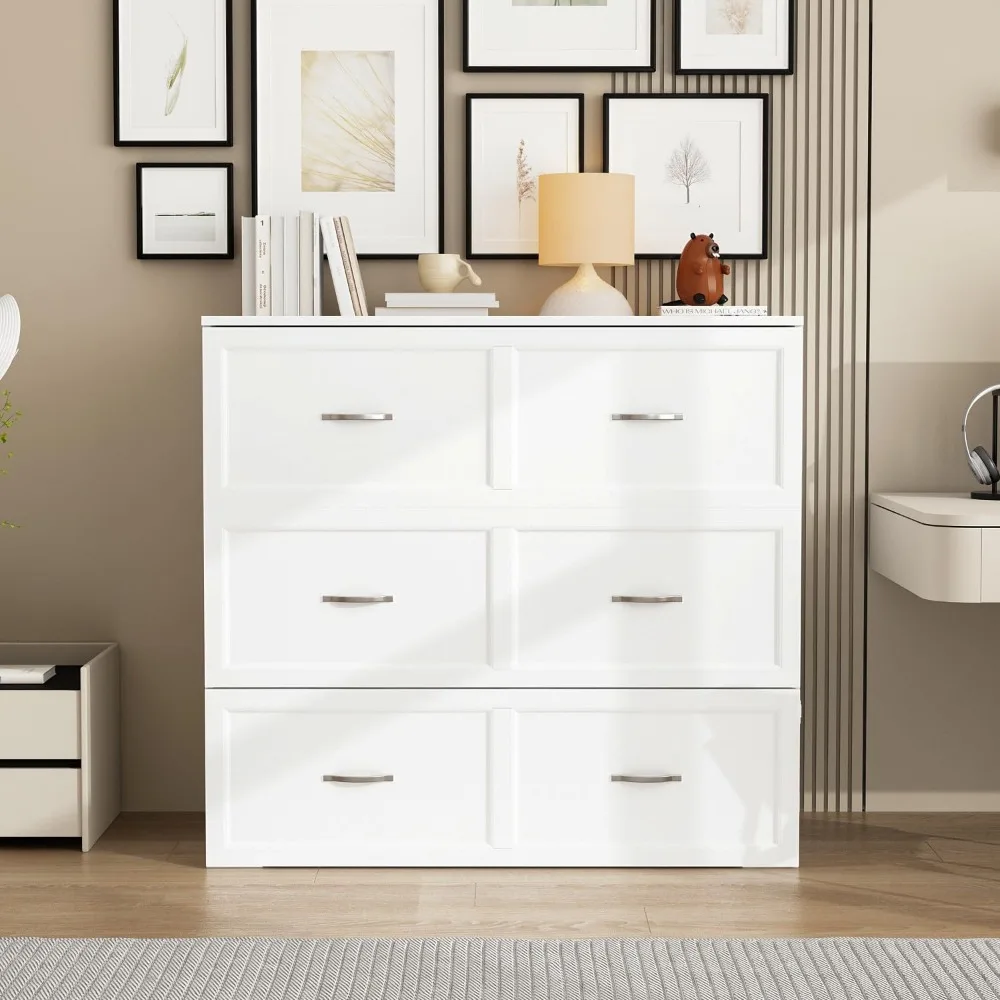 Murphy Bed with Built-in Charging Station, Space-Saving Murphy Bed Chest Twin with Drawer, Foldable, Folding Beds 4