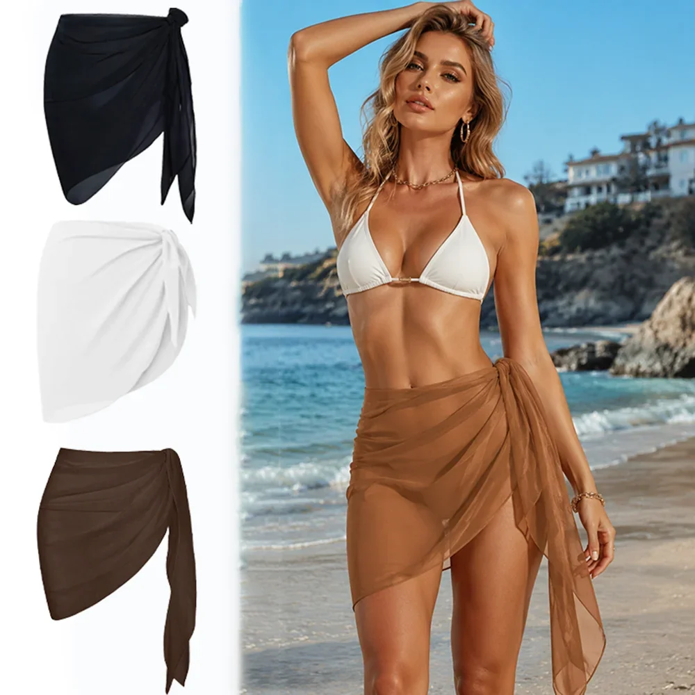 Summer Sexy Bikini Beach Skirt Women's Chiffon Lightweight Scarf Beach Swimming Hood Sweatshirt Multi-purpose Sexy Swimming Skir 1
