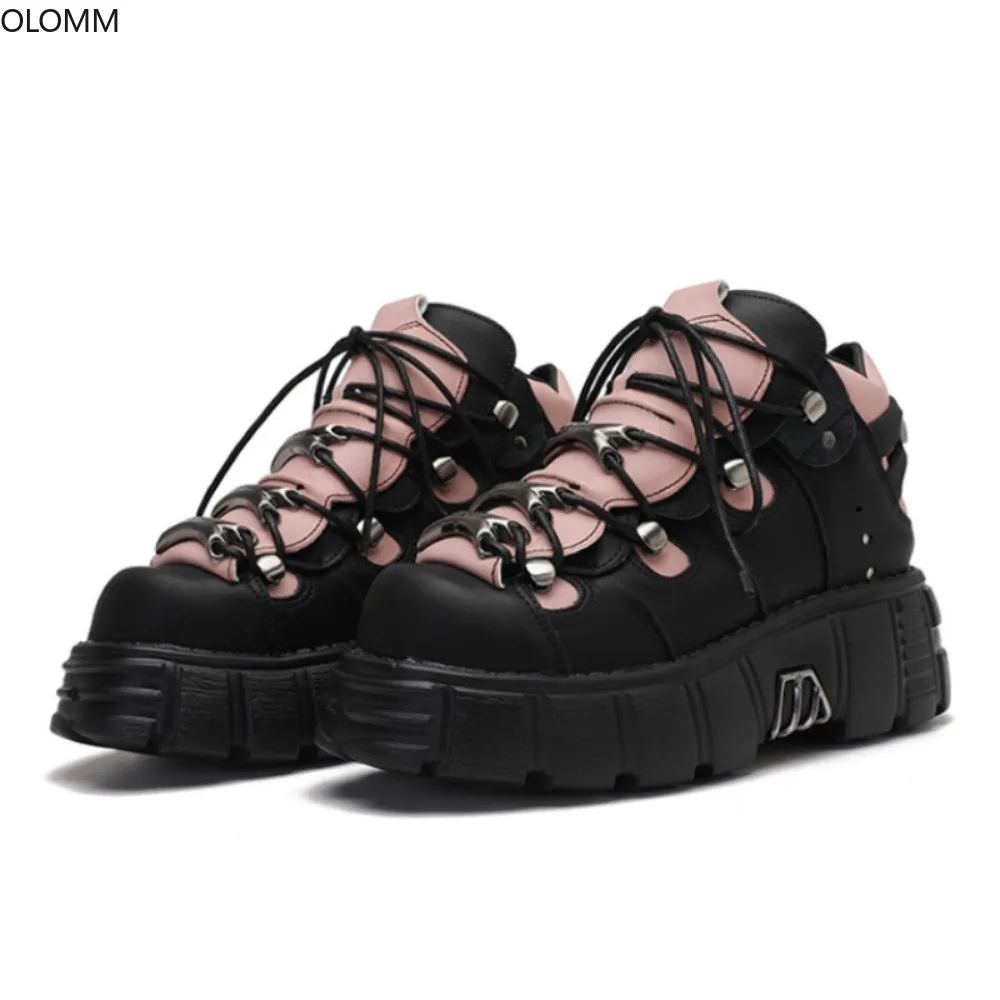 

Womens Round Toe Gothic Punk Pumps JK Shoes Metal Platform Wedge High Heel Creepers Japanese Harajuku Dark New 2023