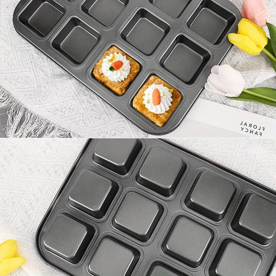 12-Mini Loaf Baking Pans Kitchen Cake Square Household Bread Muffin Multi-Function Mold