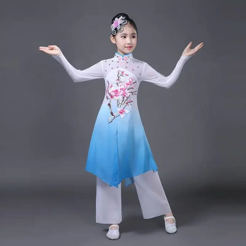 Chinese Folk Dance Clothes Hanfu for Girls Kids Dragon Dress