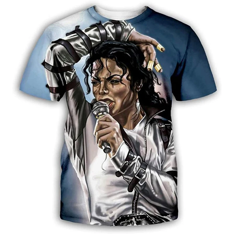 Michael Jackson hip-hop singer retro cool men Harajuku streetwear short sleeved