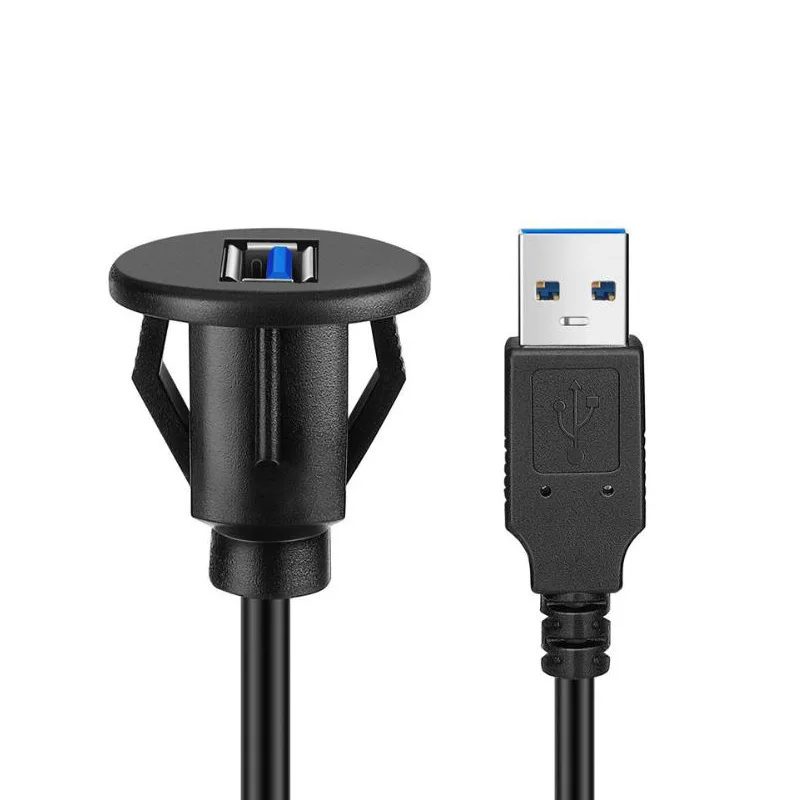 USB 3.0 Panel Flush Mount Extension Cable Buckle Car Truck Boat Motorcycle Dashboard 1M