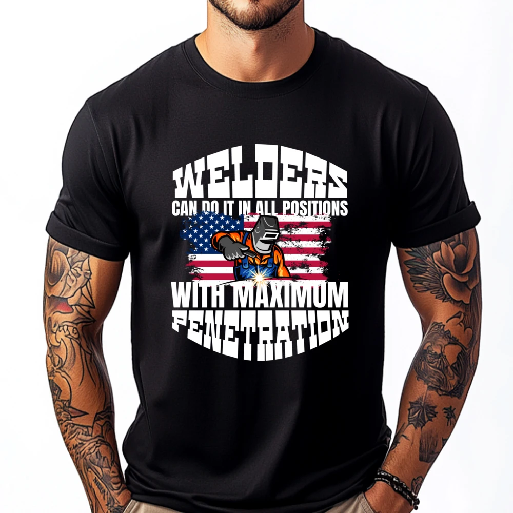 Welders Fabrication Steel Mig Arc Latest Male T Shirts Crewneck Short Sleeve 100% Cotton Tees Outdoor T Shirt  Welders Fabrication Steel Mig Arc Tig Welding Metal Workers 6160