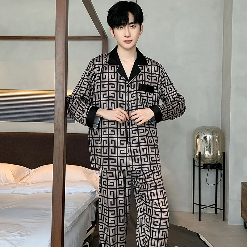 High Quality Pajamas Suit Men Ice Silk Summer Thin Short Sleeves Cool Satin Sleepwear Chic Pyjamas Set Male Loungewear Boy Gift 11 S3fe00fa76c4f48cb92cf70679556c8fau