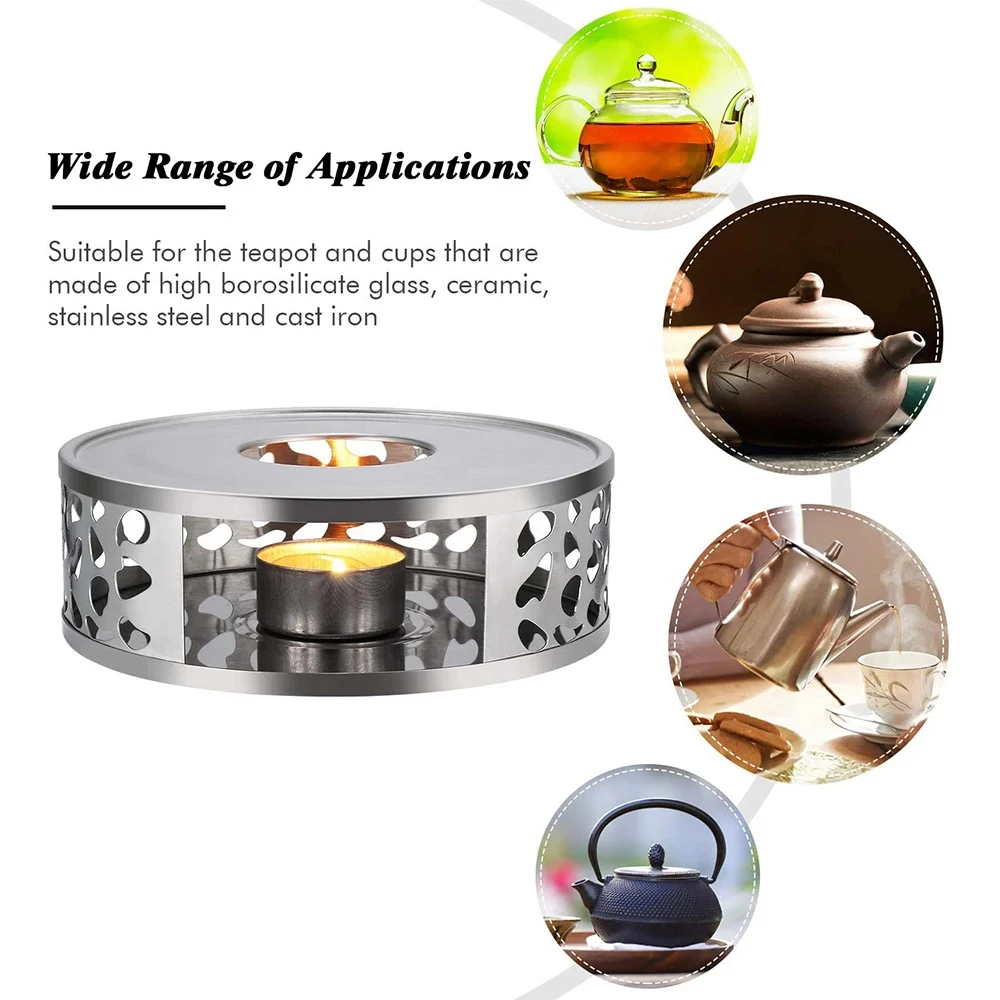 Stainless Steel Stove Tea Pot Multifunction Candle Warmer Household Coffee Accessories Round Base Milk Heater Teapot Stand