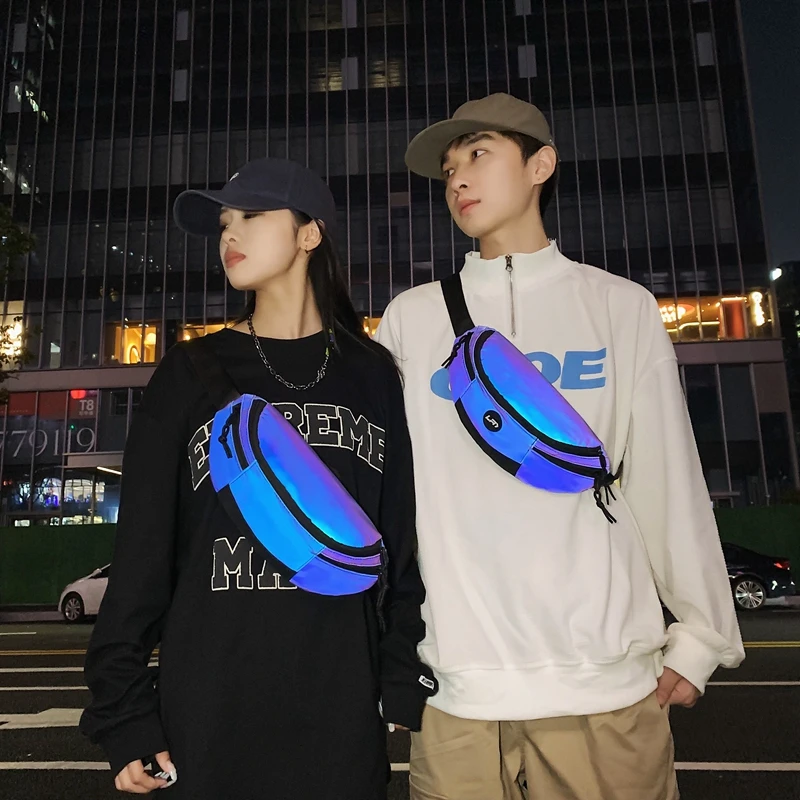 

Fashion Men's and Women's Waist Bag Waterproof Cloth Art Chest Bag Night Reflective Armpit Bag Purse and Handbag Mini Travel Bag