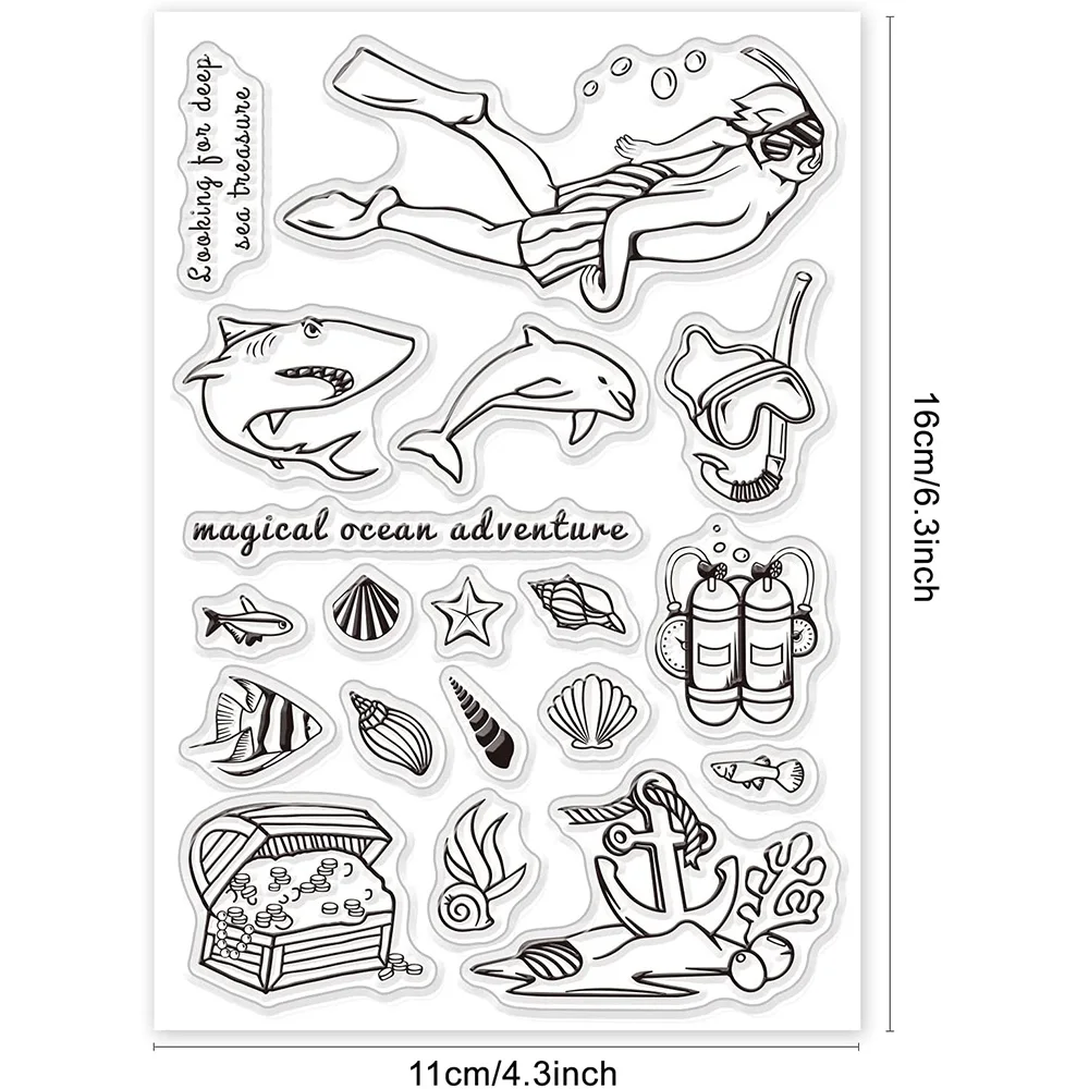 Ocean Fish Silicone Clear Stamp and Die Sets for Card Making, Cutting Dies  Cut S