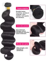 Extensions de cheveux humains brésiliens et birmans bruts, ondulés, 40 pouces, texture Loose Water Weave, 3 ou 4 paquets, vierges, noir naturel, pour tissage au crochet 5