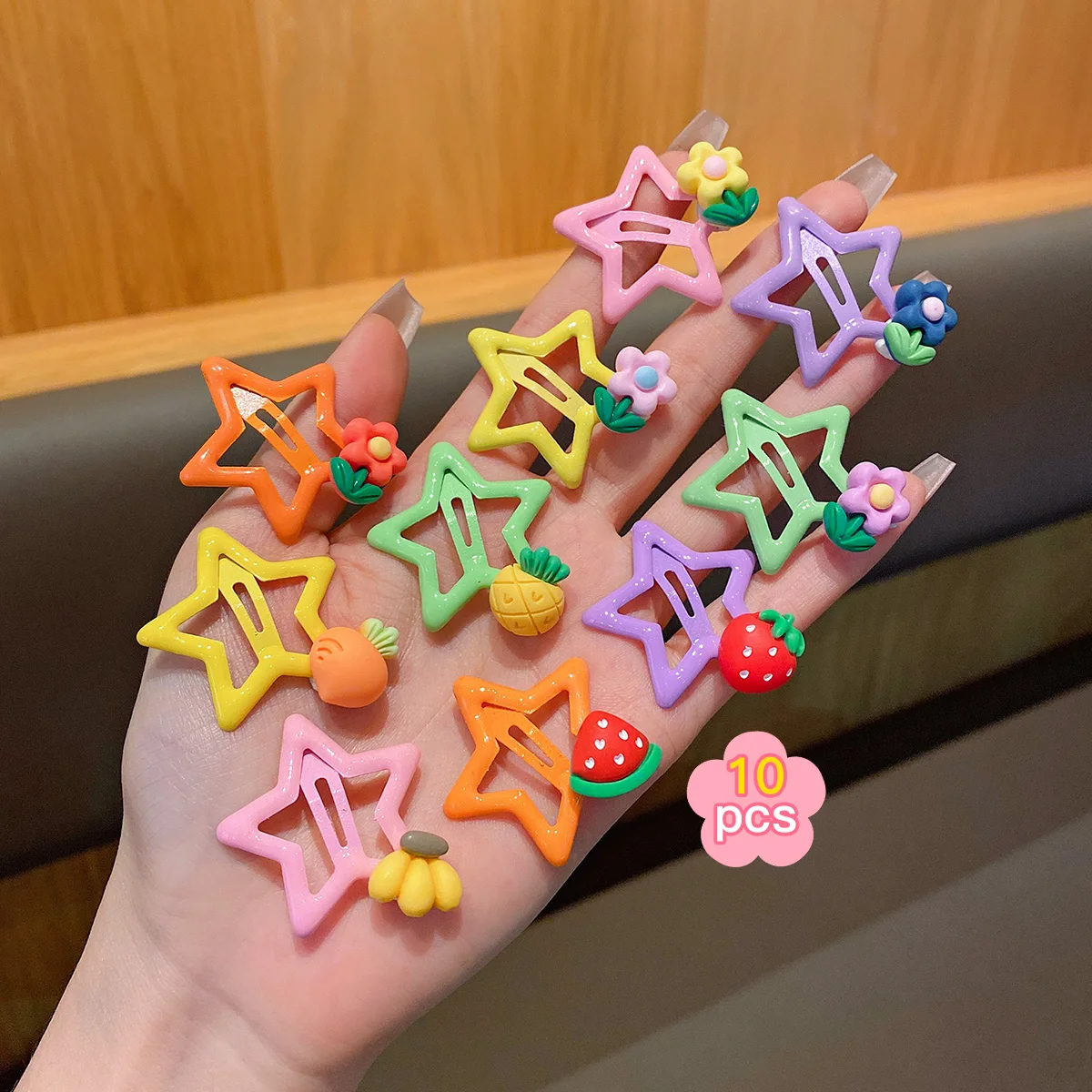 10 bunte Stern-Haars pangen, süße Obst-BB-Clips, geeignet für das tägliche Haarschmuck