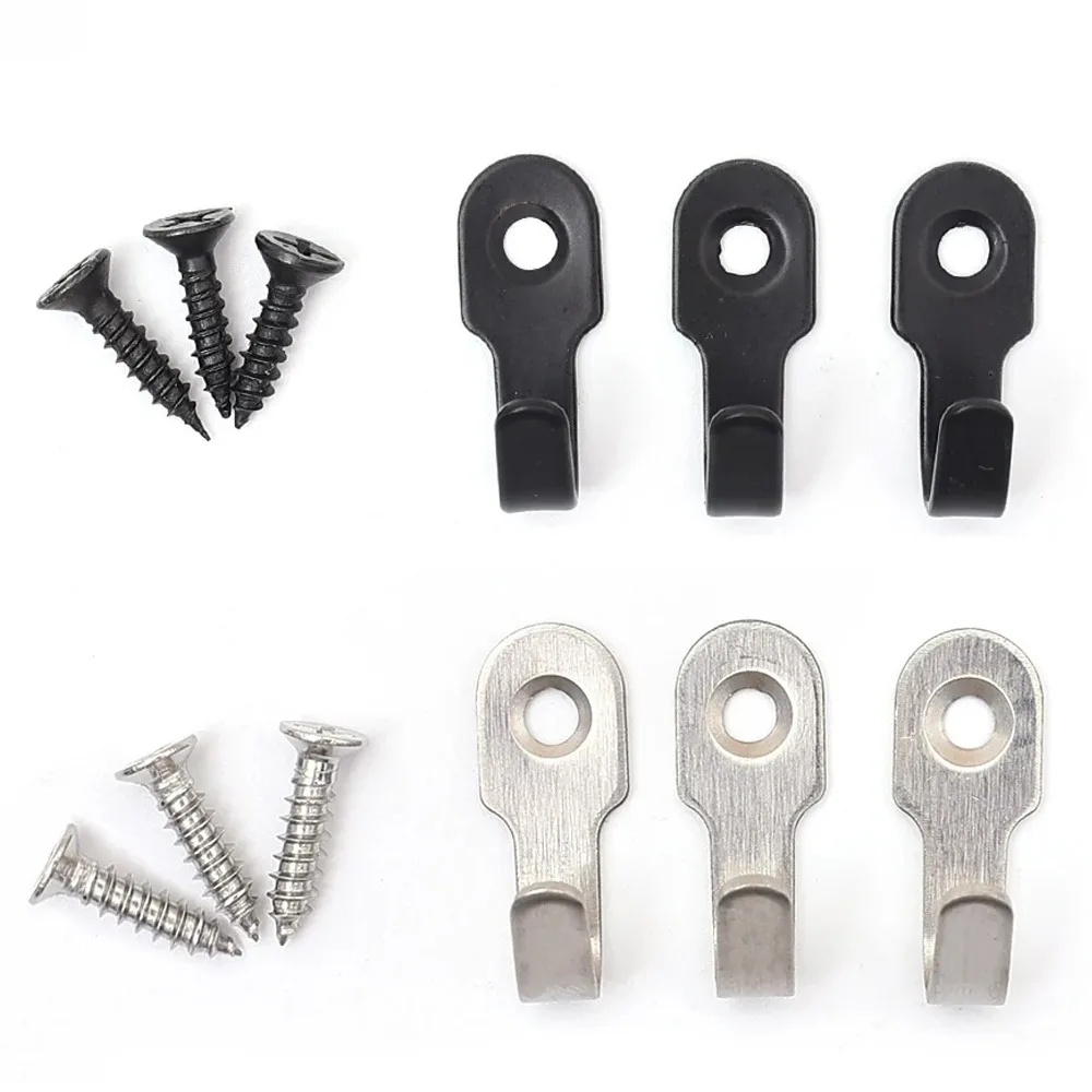20/1Set Mini J-shaped Hook Screw Stainless Steel Key Rack Wall Punching Hooks Kitchen Accessories Bathroom Hardware