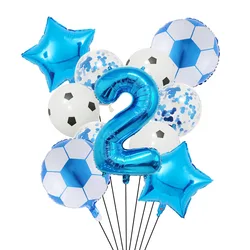 Helium Foil Soccer Balloons - 32 - Inch Green Number Ball Sports Party Decorations - As shown (Set blue - 2)