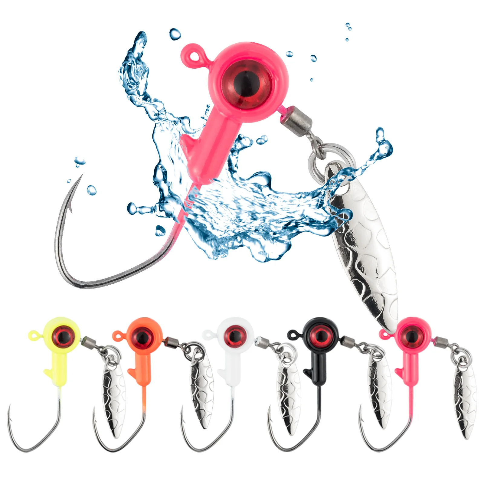 5pcs Crappie Jig Head with Spinner Blade Underspin Jig Head Hook