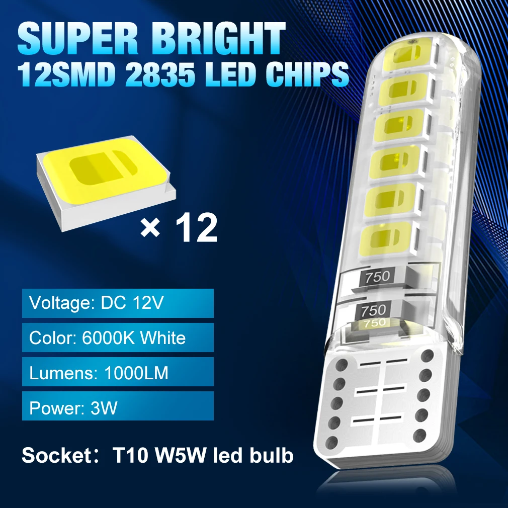 W5W T10 LED  Canbus 194 168 501 LED ڵ ׸    6000K  ڵ ȣ  DC 12V, 10 