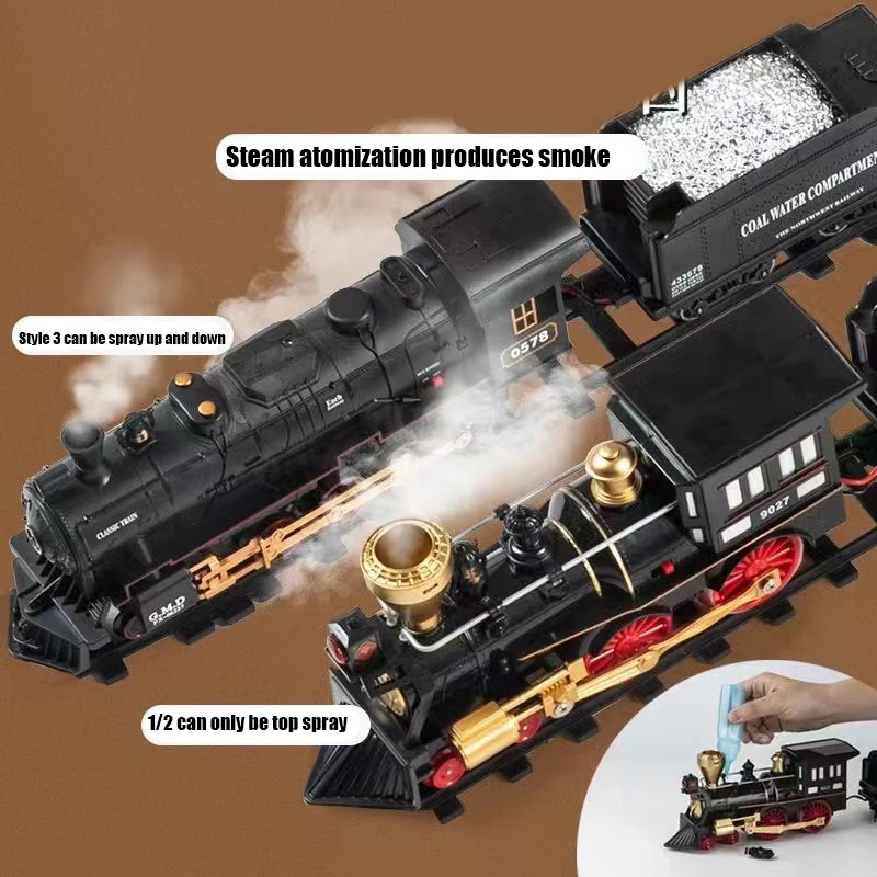 Simulation Train Remote Control Retro Steam Electric Stepless Speed Control Remote Smoking Train Children's Toys