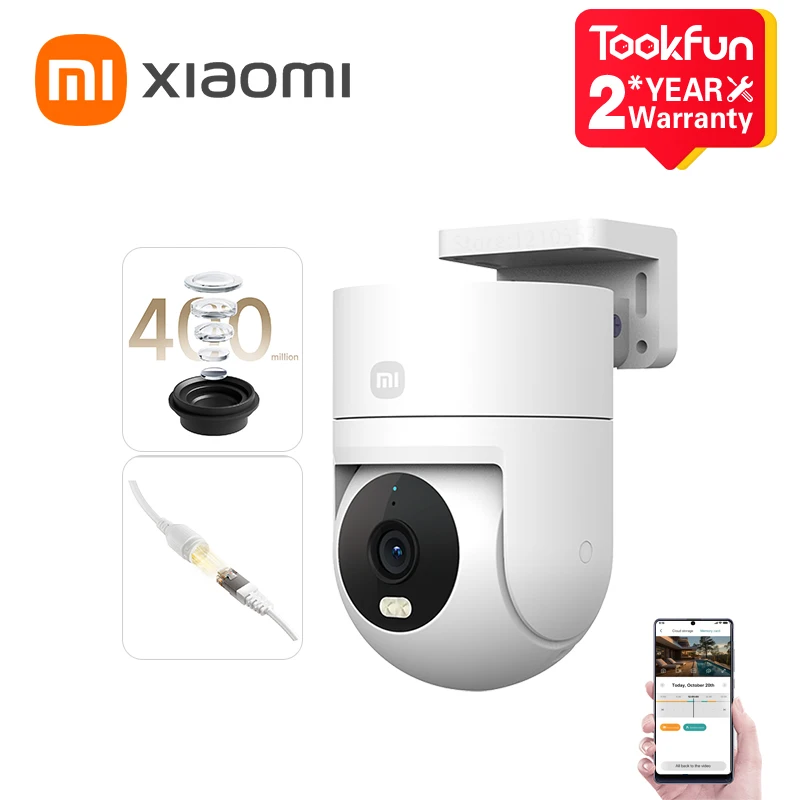 

Наружная камера XIAOMI CW300, 2,5 K, полноцветное ночное видение, 4 миллиона пикселей, IP66, функция отслеживания человека, звук и свет, предупреждение о голосовом звонке